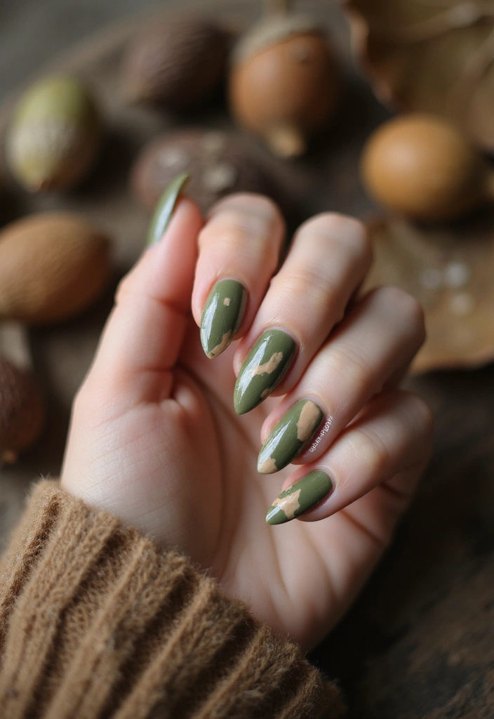 32 Magical Marble Designs for a Harvest Moon Look - 2. Olive and Stone