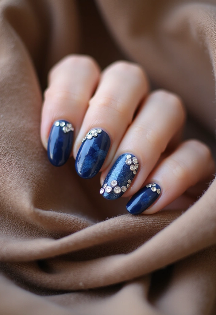 32 Magical Marble Designs for a Harvest Moon Look - 20. Sapphire Majesty