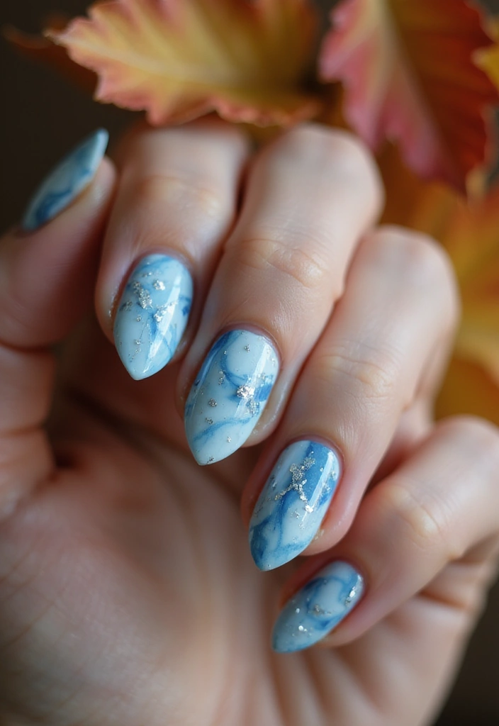 32 Magical Marble Designs for a Harvest Moon Look - 25. Frosted Autumn