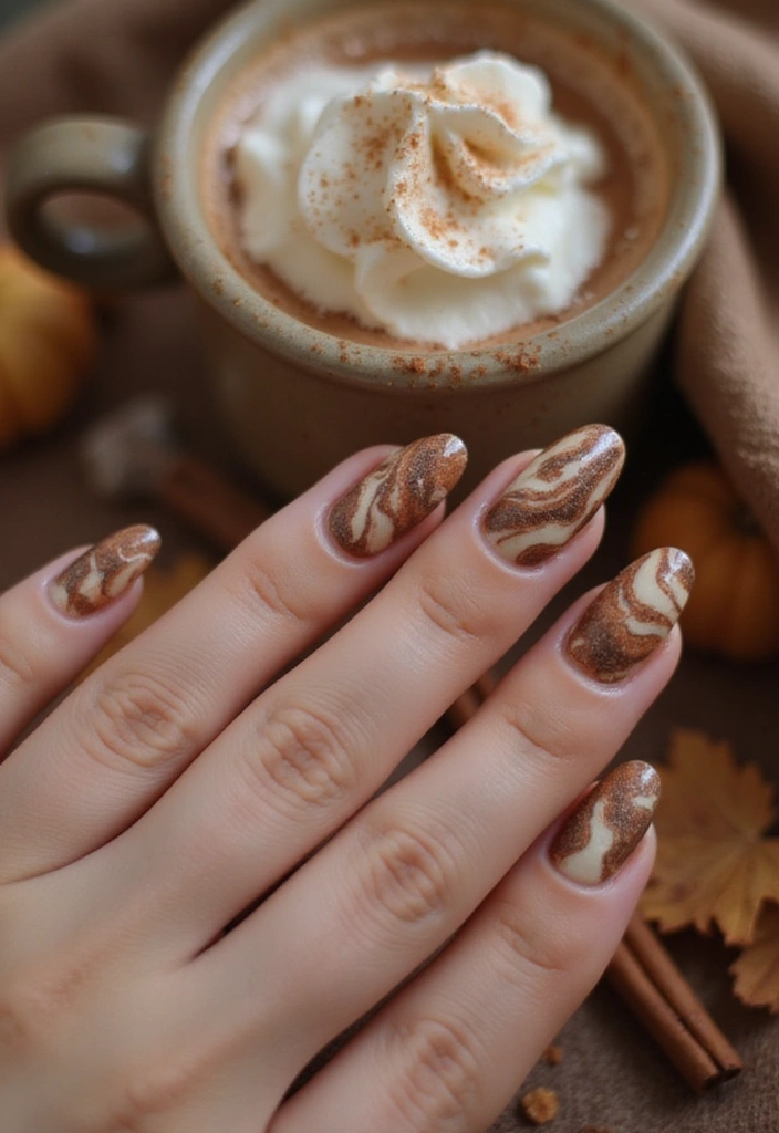 32 Magical Marble Designs for a Harvest Moon Look - 30. Sweet Cinnamon
