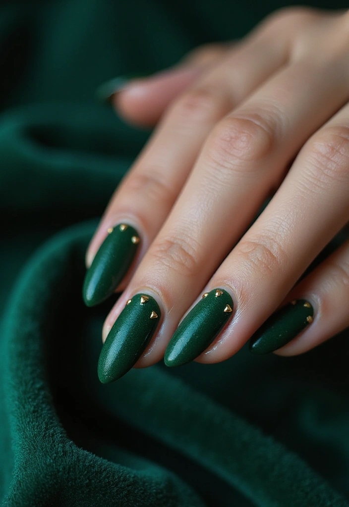 32 Oval Velvet Illusion Nails for Subtle Luxury - 1. Deep Emerald Velvet Touch