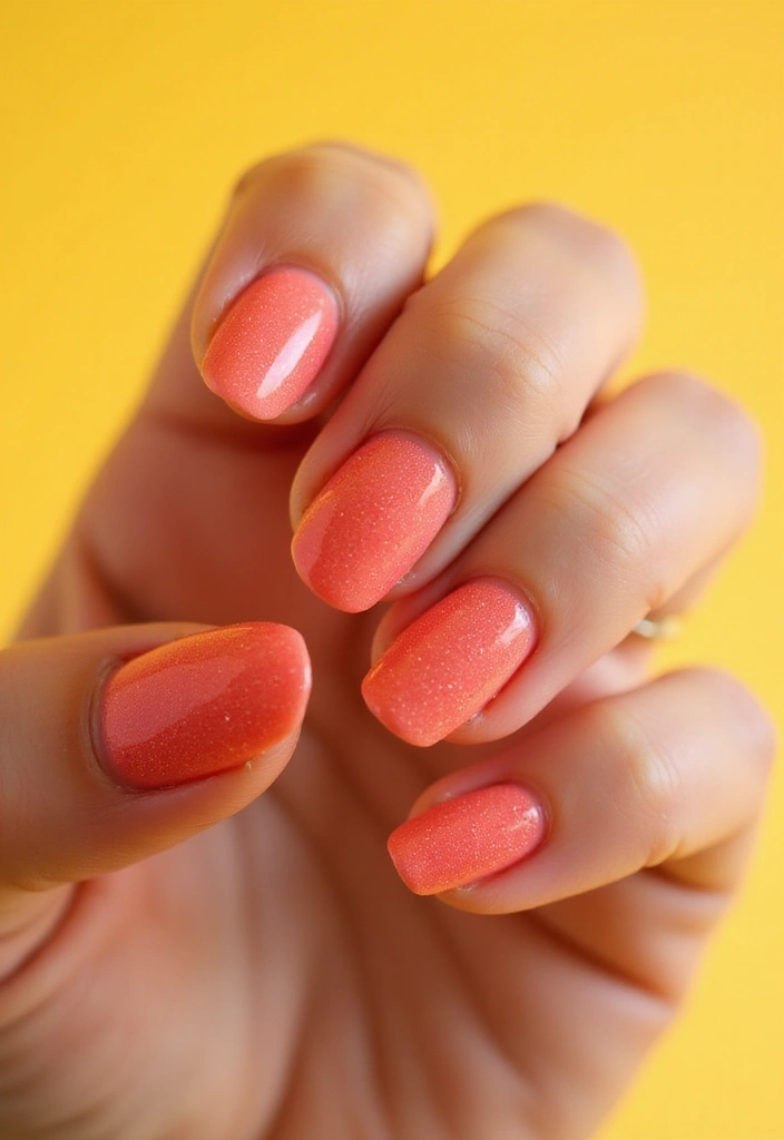 32 Oval Velvet Illusion Nails for Subtle Luxury - 10. Vibrant Coral Burst