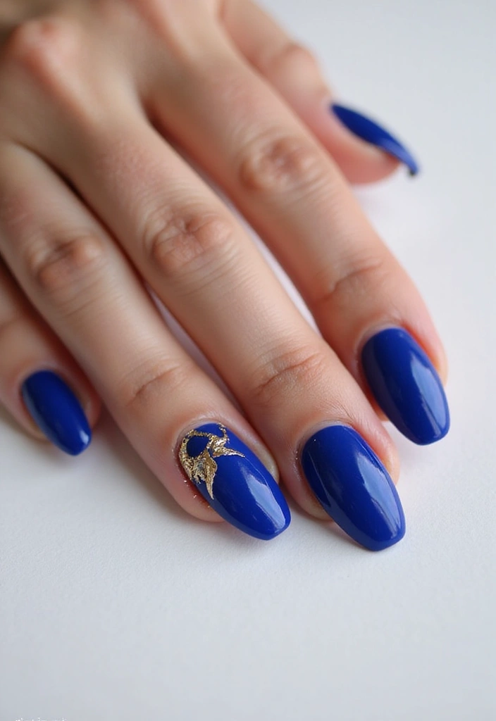 32 Oval Velvet Illusion Nails for Subtle Luxury - 13. Bold Cobalt Blue