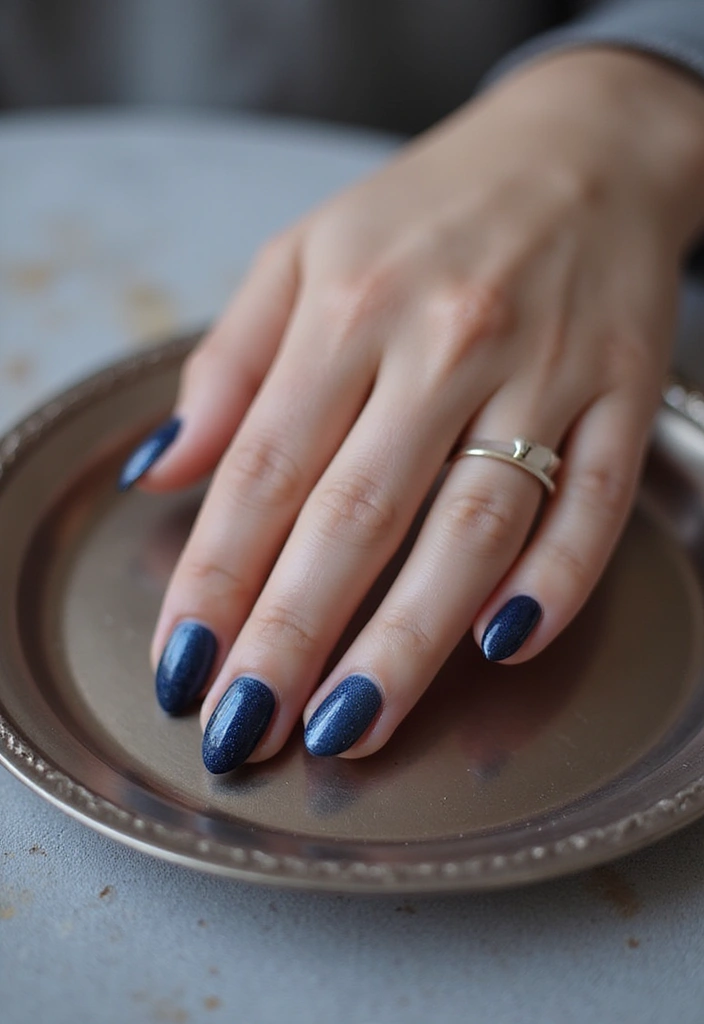 32 Oval Velvet Illusion Nails for Subtle Luxury - 18. Navy Ombre Charm