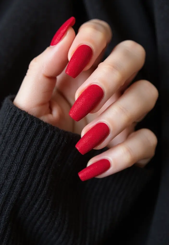 32 Oval Velvet Illusion Nails for Subtle Luxury - 19. Sweet Strawberry Red