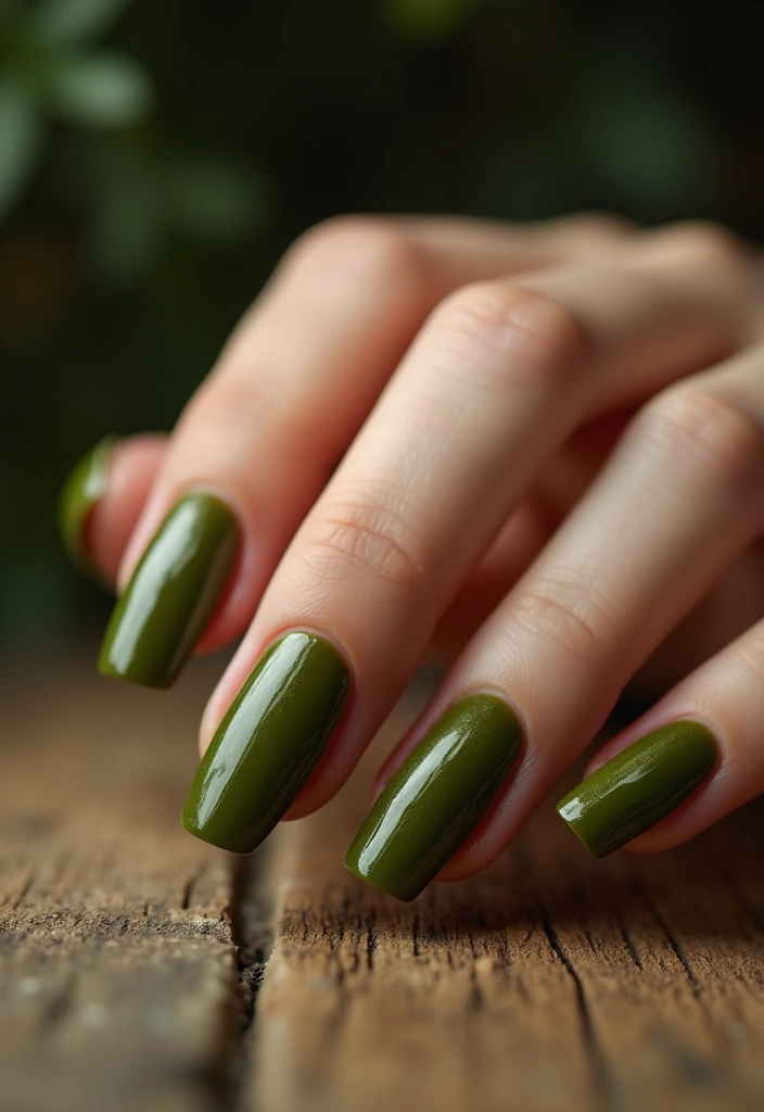 32 Oval Velvet Illusion Nails for Subtle Luxury - 20. Earthy Olive Green