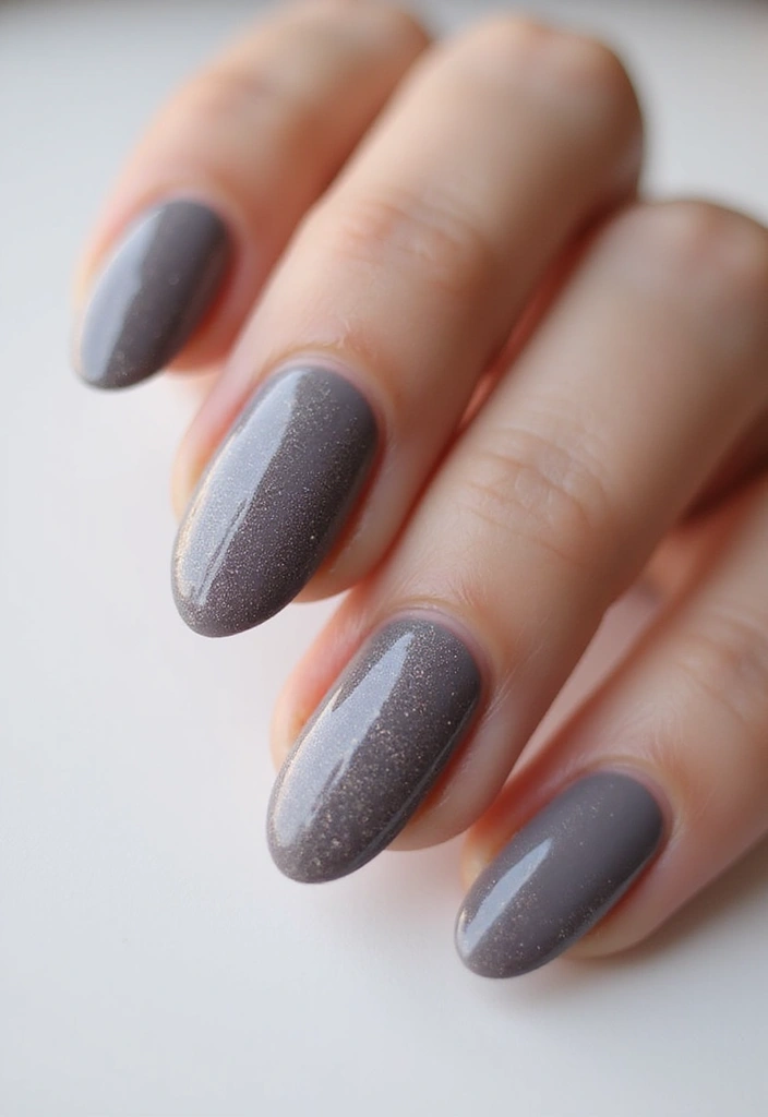 32 Oval Velvet Illusion Nails for Subtle Luxury - 30. Sleek Ash Grey