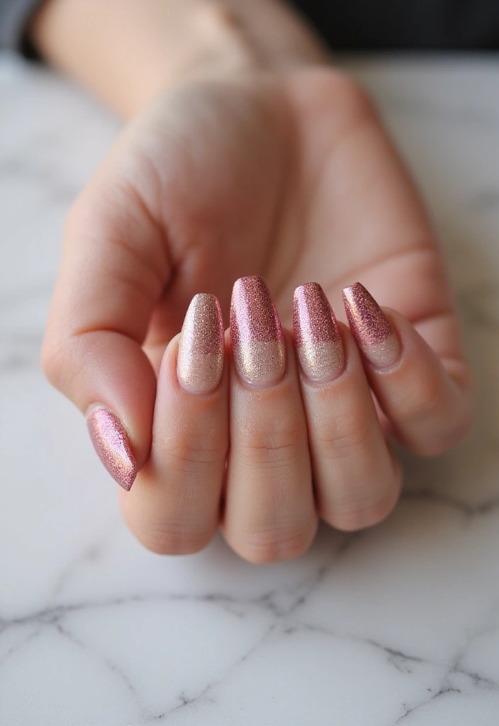 32 Oval Velvet Illusion Nails for Subtle Luxury - 5. Glistening Rose Gold