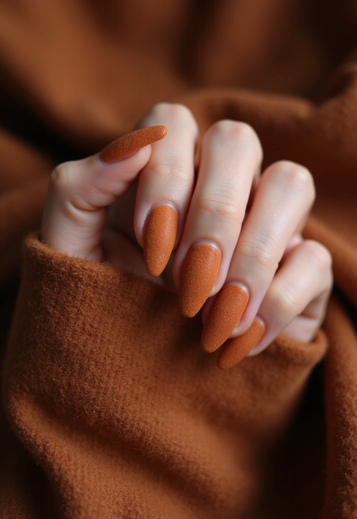 32 Oval Velvet Illusion Nails for Subtle Luxury - 7. Warm Terracotta Vibes
