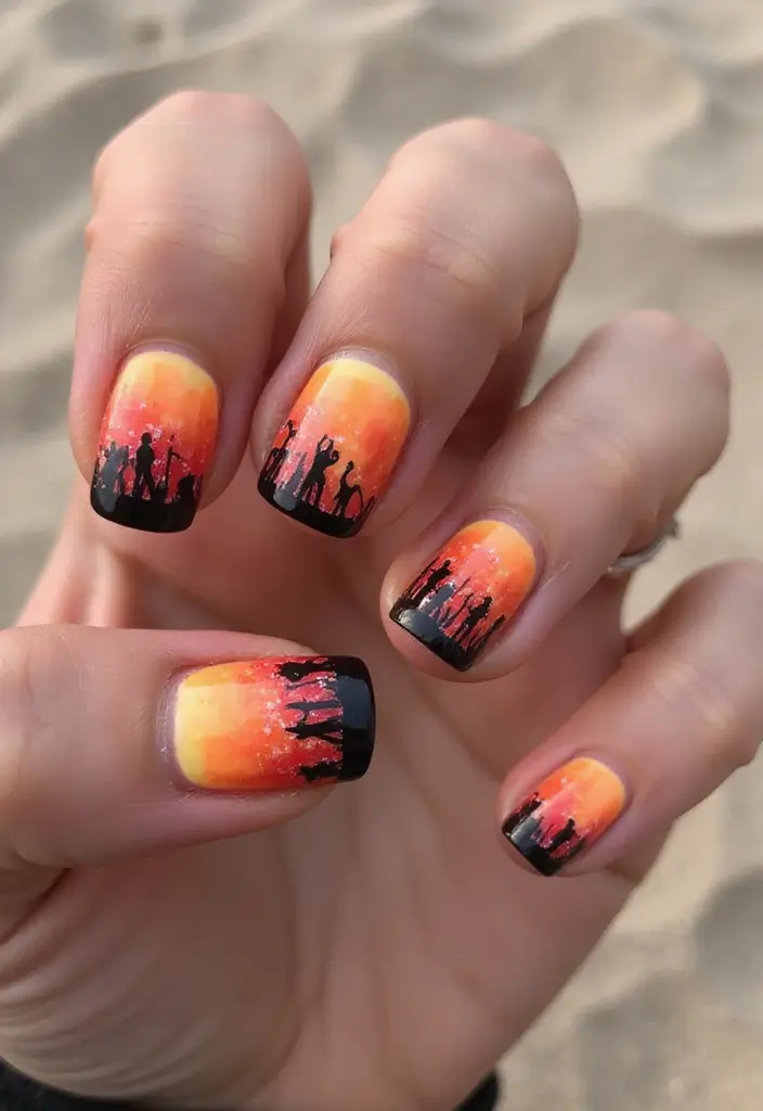 32 Step-by-Step Watercolor Nail Art You Can Do At Home - 12. Sunset Horizon