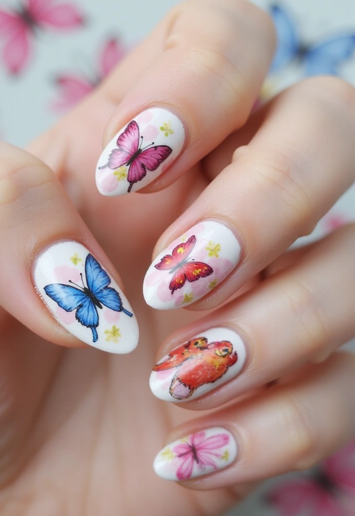 32 Step-by-Step Watercolor Nail Art You Can Do At Home - 19. Watercolor Butterfly