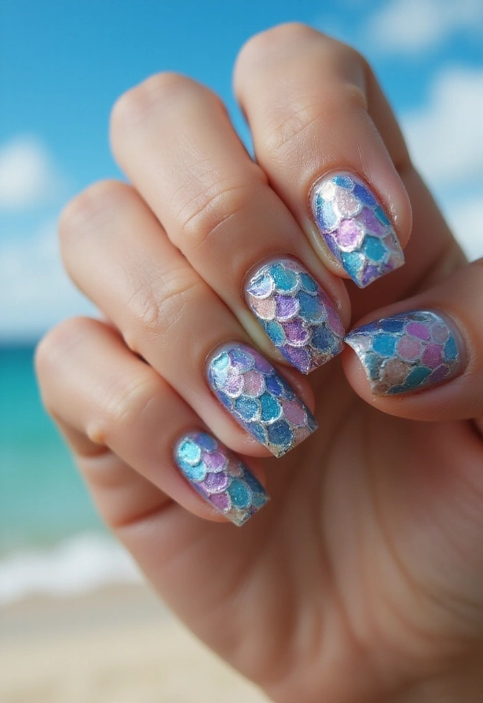 32 Step-by-Step Watercolor Nail Art You Can Do At Home - 20. Watercolor Fish Scale