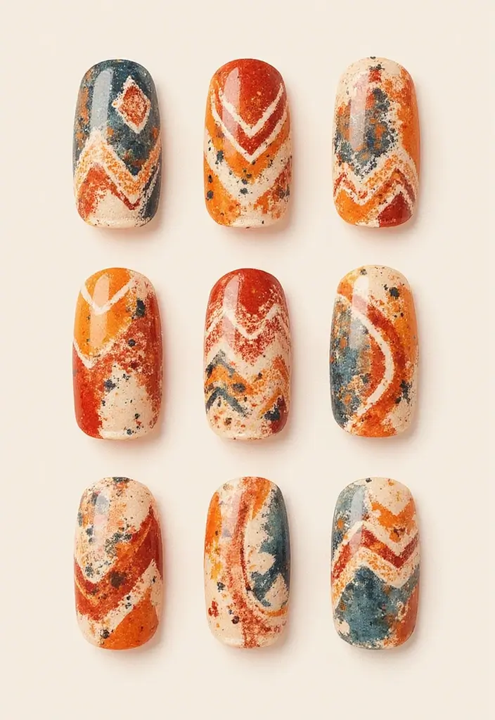 32 Step-by-Step Watercolor Nail Art You Can Do At Home - 23. Tribal Patterns