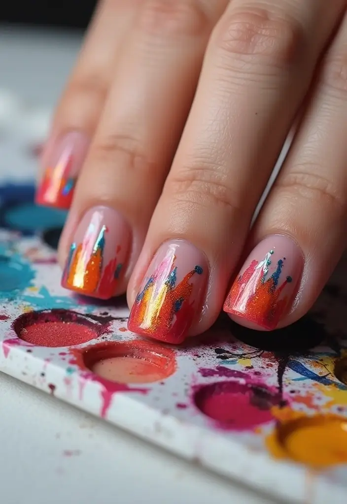 32 Step-by-Step Watercolor Nail Art You Can Do At Home - 25. Artistic Brush Strokes