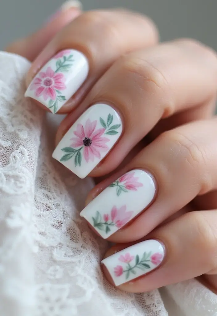 32 Step-by-Step Watercolor Nail Art You Can Do At Home - 3. Soft Floral Watercolor