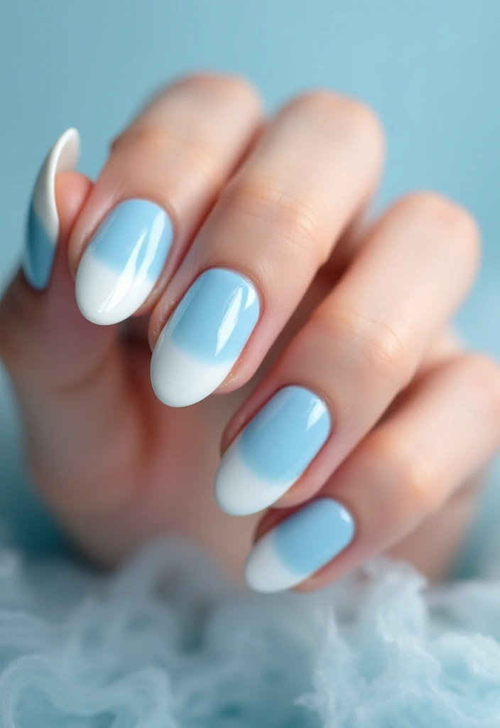 33 Cloud-Inspired French Tips for Dreamy Nails - 1. Soft Blue Dream