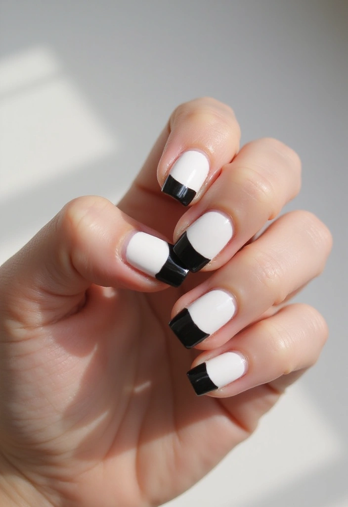 33 Cloud-Inspired French Tips for Dreamy Nails - 11. Chic Black and White
