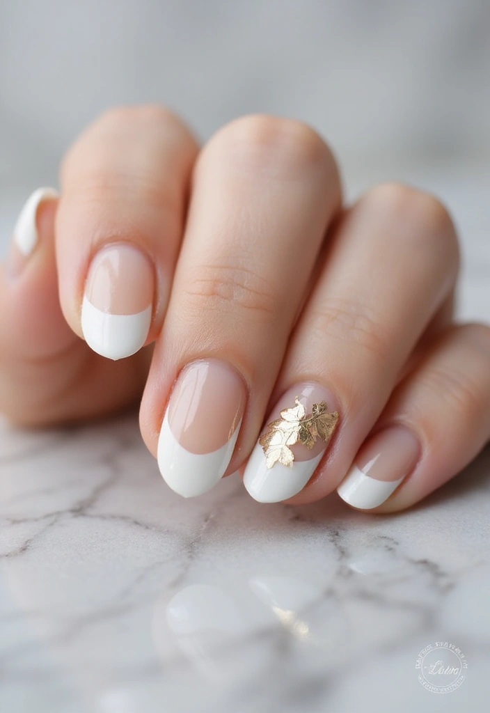 33 Cloud-Inspired French Tips for Dreamy Nails - 12. Gold Leaf Delight