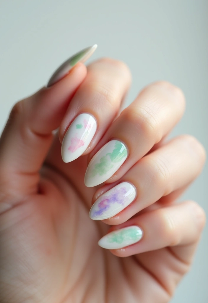 33 Cloud-Inspired French Tips for Dreamy Nails - 14. Watercolor Wonder