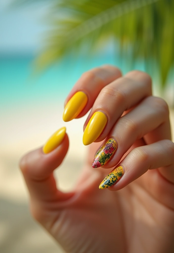 33 Cloud-Inspired French Tips for Dreamy Nails - 15. Tropical Vibes