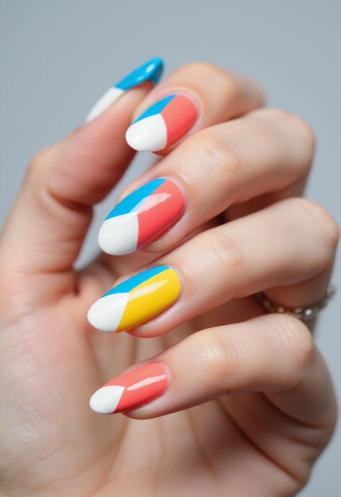 33 Cloud-Inspired French Tips for Dreamy Nails - 19. Color Block Chic