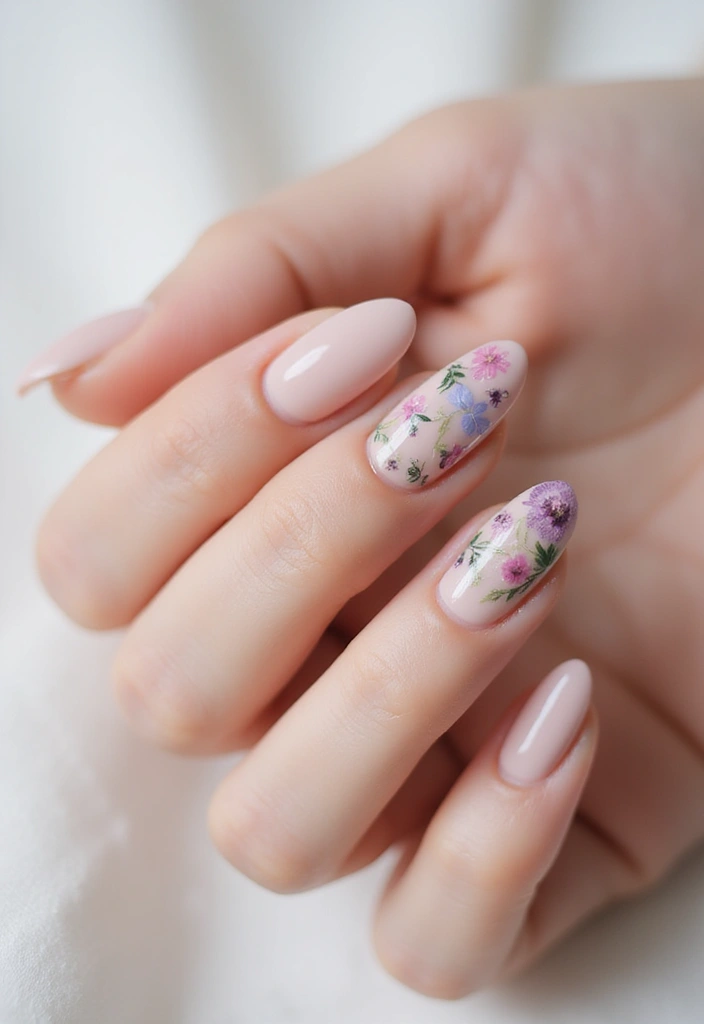 33 Cloud-Inspired French Tips for Dreamy Nails - 21. Botanical Bliss