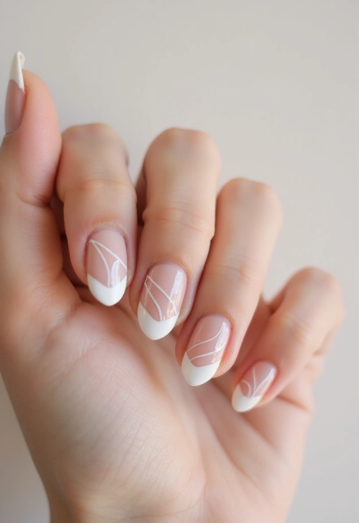 33 Cloud-Inspired French Tips for Dreamy Nails - 22. Graphic Lines