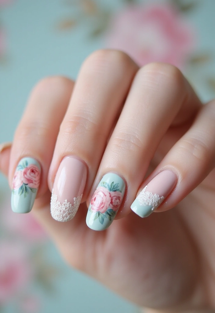 33 Cloud-Inspired French Tips for Dreamy Nails - 27. Vintage Vibes