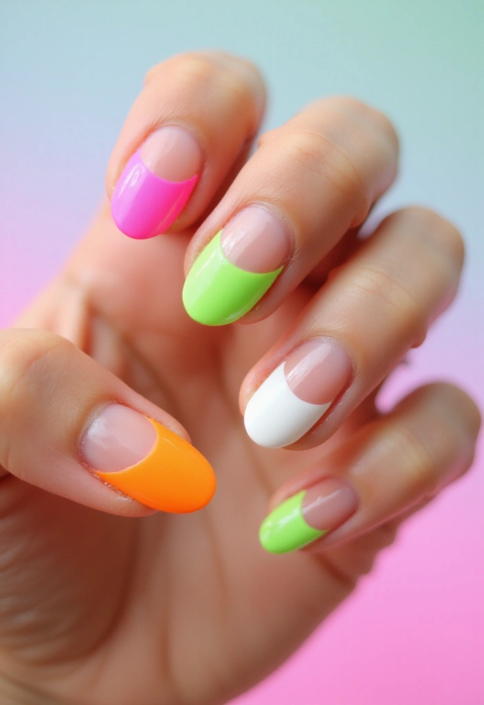 33 Cloud-Inspired French Tips for Dreamy Nails - 28. Neon Lights