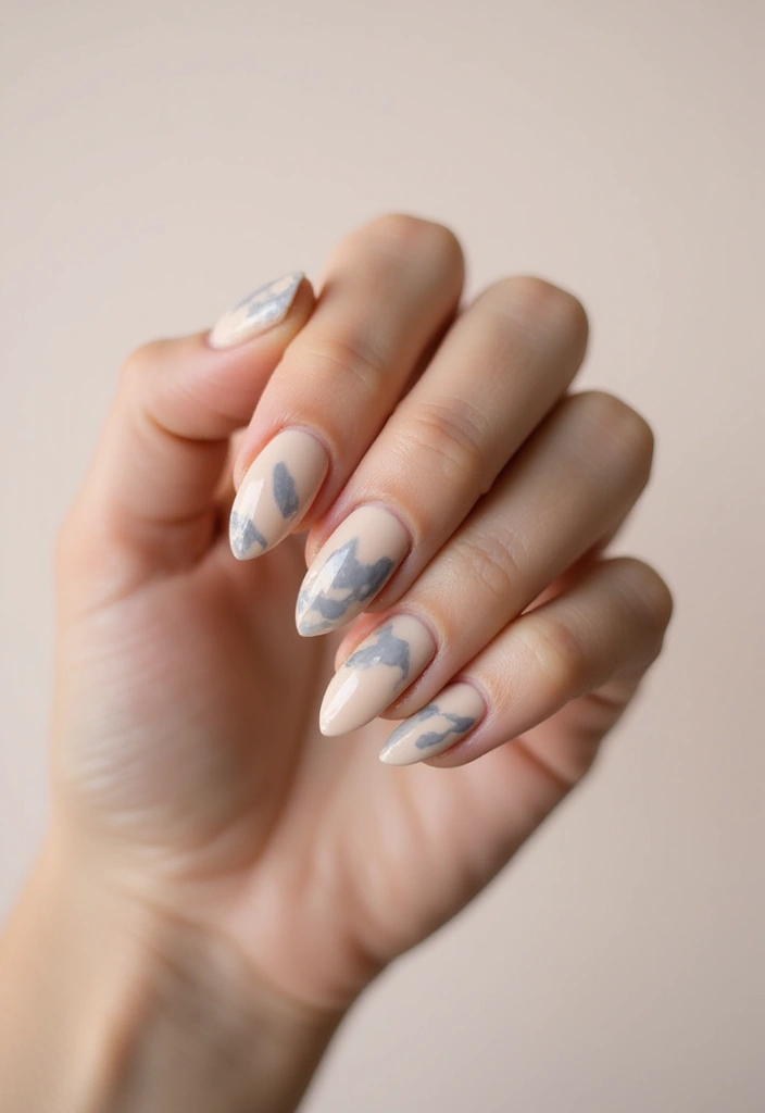 33 Cloud-Inspired French Tips for Dreamy Nails - 29. Minimalist Marble