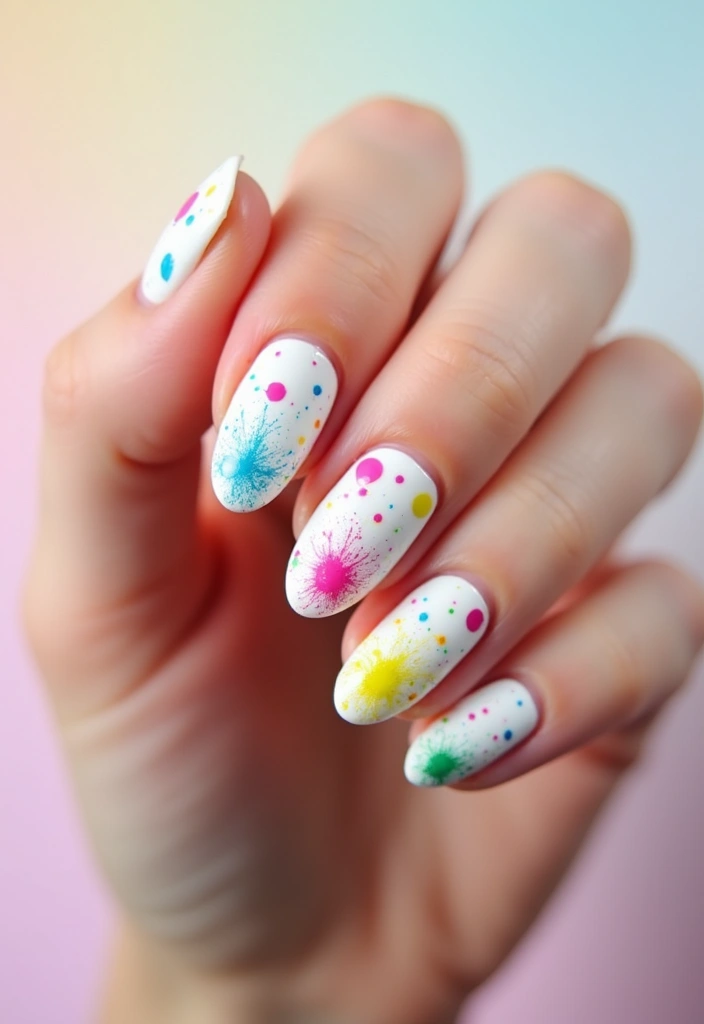 33 Cloud-Inspired French Tips for Dreamy Nails - 32. Artsy Splatter