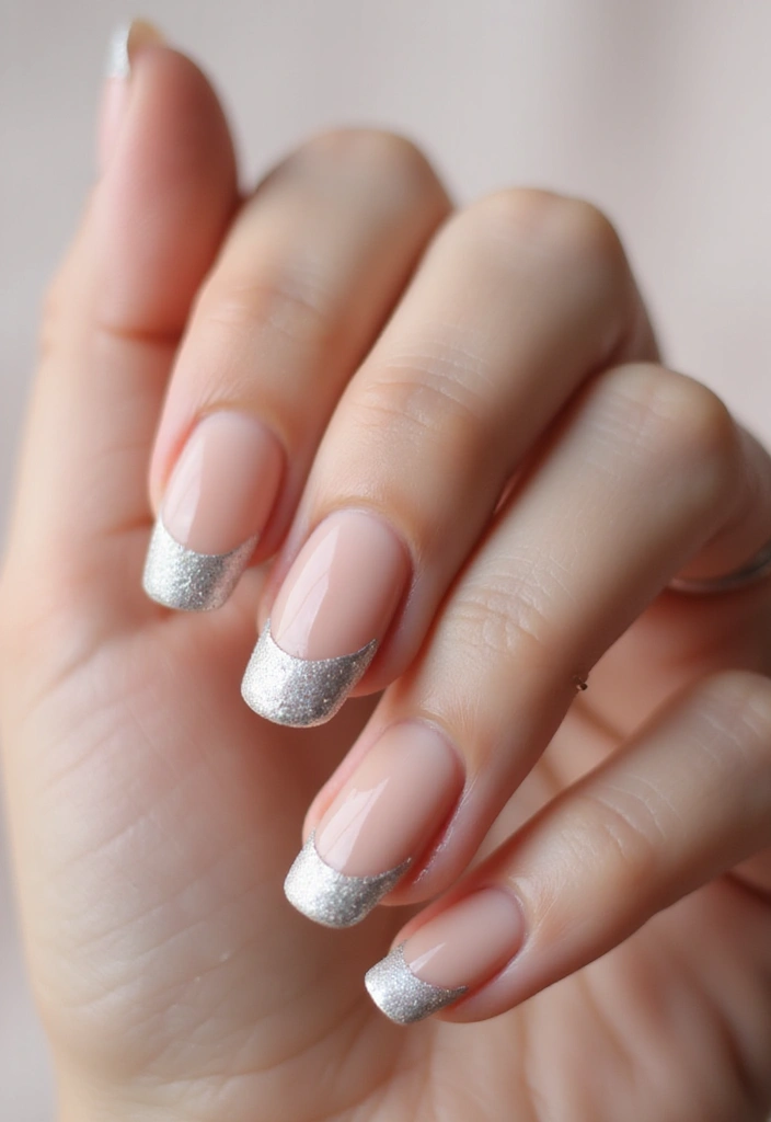 33 Cloud-Inspired French Tips for Dreamy Nails - 9. Shimmering Silver Tips