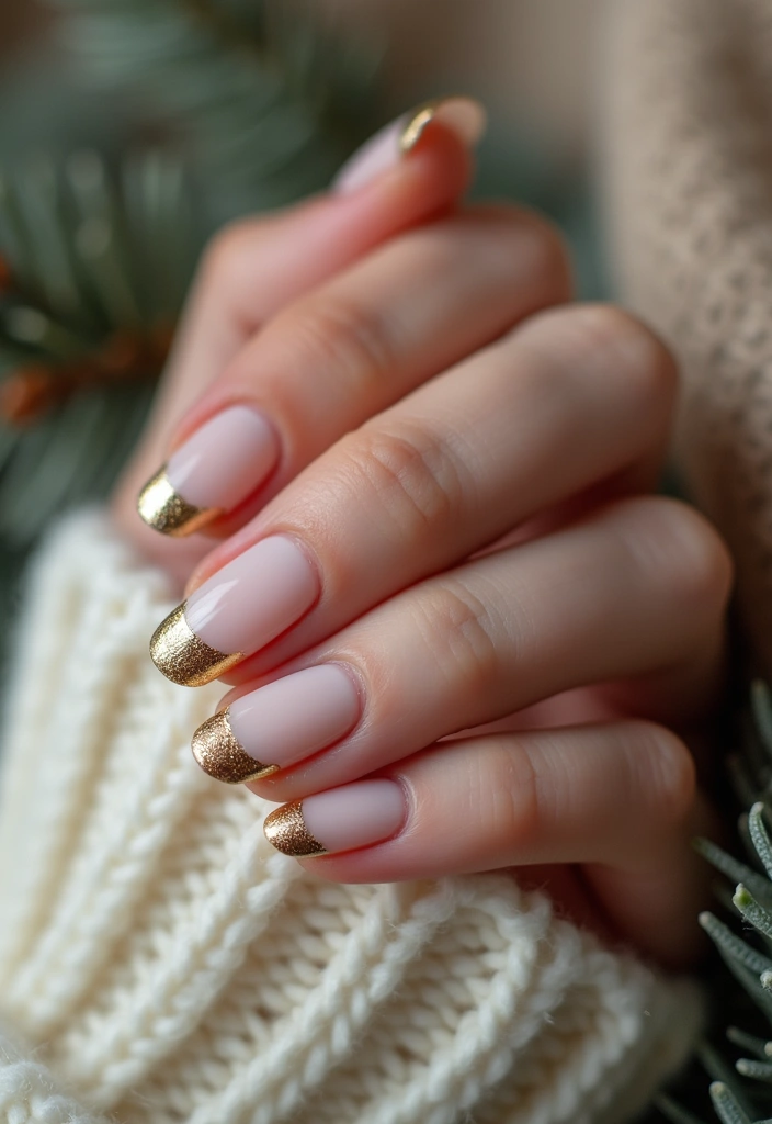 33 Metallic Snowstorm Manicures to Shine All Winter - 10. Classic French Twist with Metallic