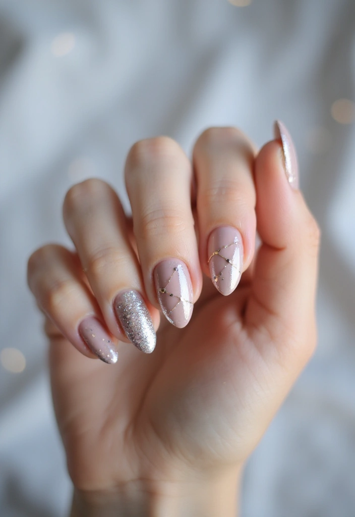 33 Metallic Snowstorm Manicures to Shine All Winter - 18. Simple Metallic Dots