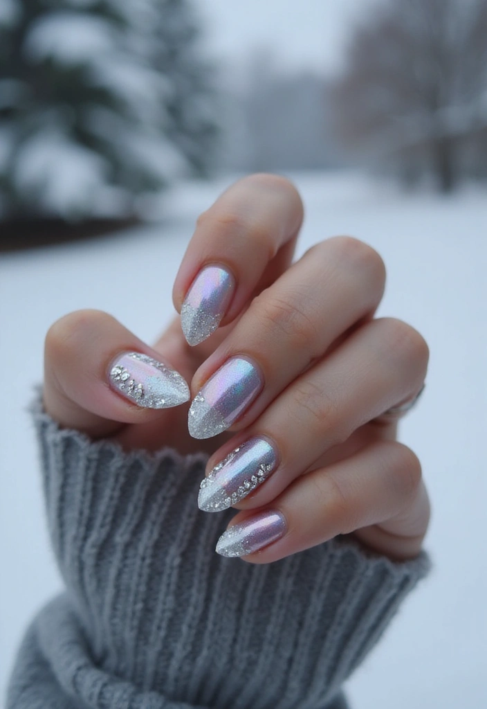 33 Metallic Snowstorm Manicures to Shine All Winter - 25. Dazzling Diamond Tips