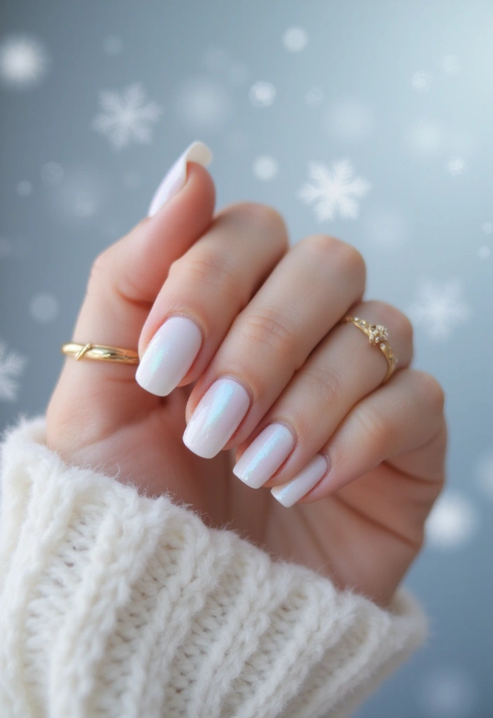 33 Metallic Snowstorm Manicures to Shine All Winter - 29. Elegant Pearlized Finish