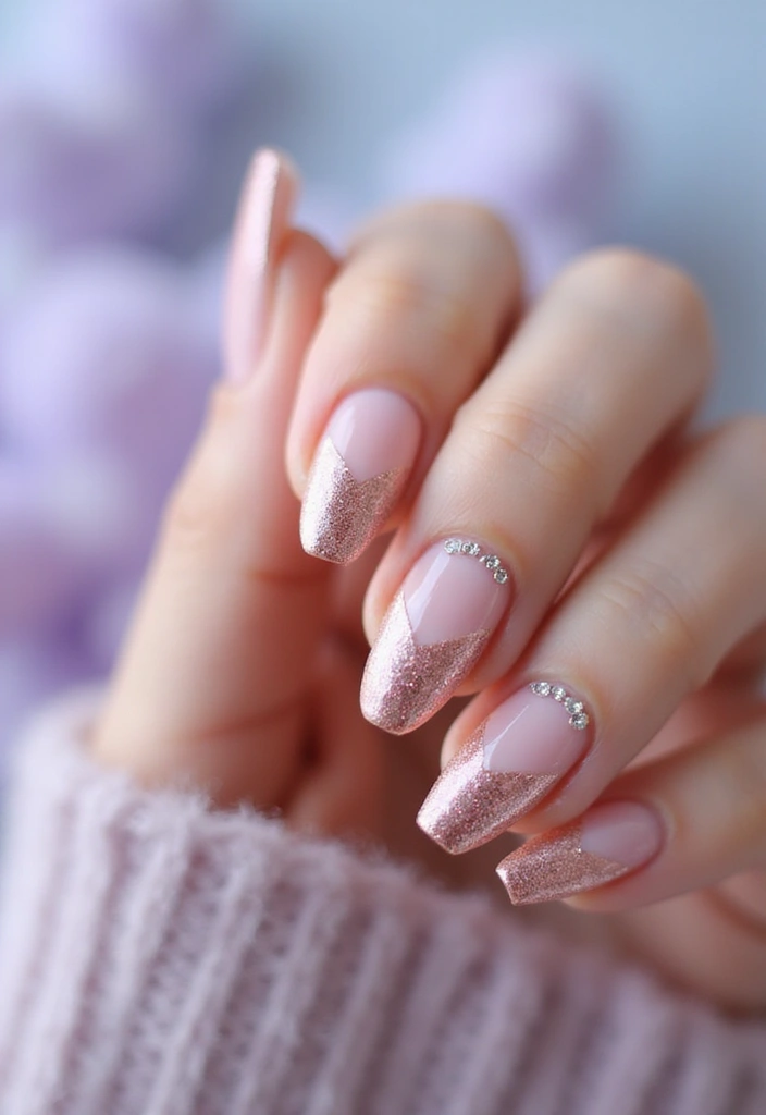 33 Metallic Snowstorm Manicures to Shine All Winter - 8. Subtle Rose Gold Sparkle