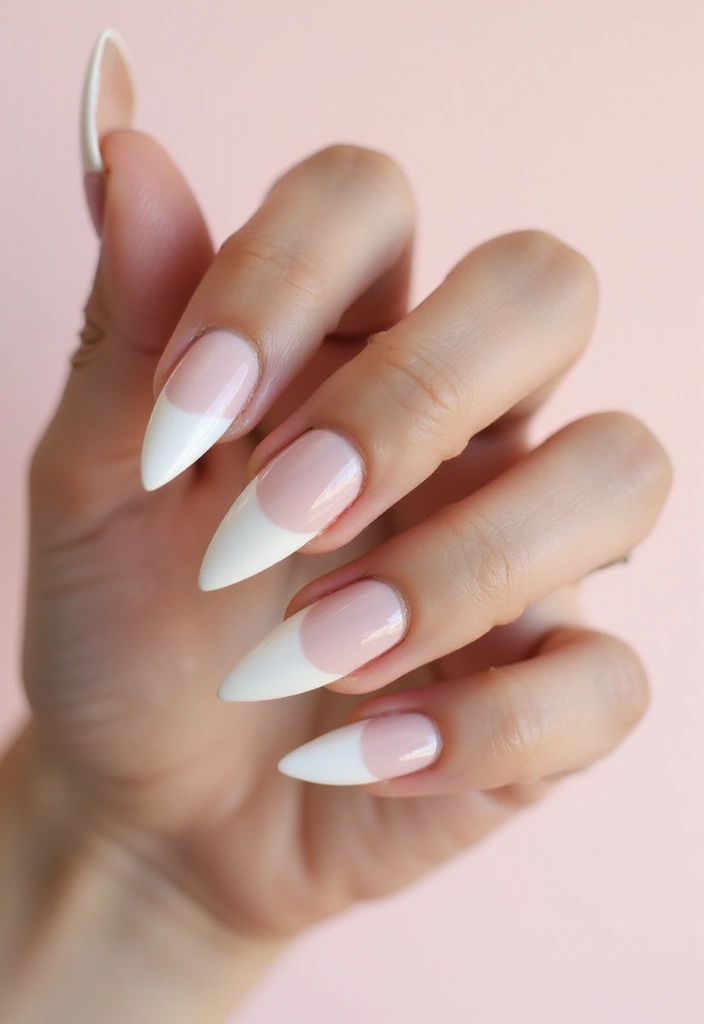 33 Stiletto Milky Fade Designs for Dramatic Nails - 1. Classic Milky White Fade