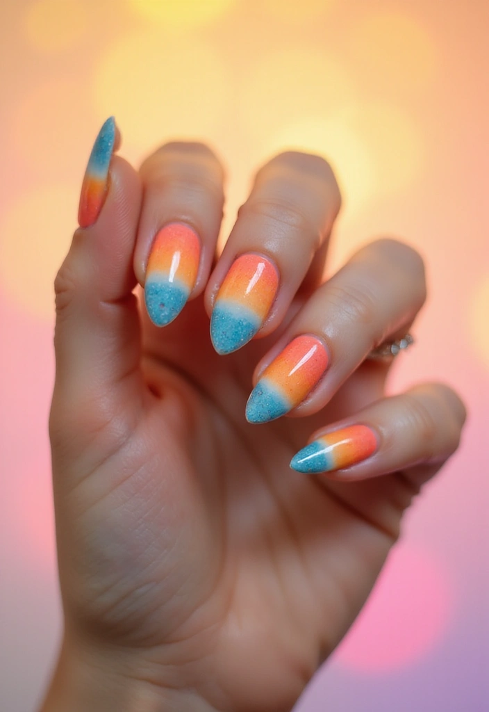 33 Stiletto Milky Fade Designs for Dramatic Nails - 10. Tropical Vibes