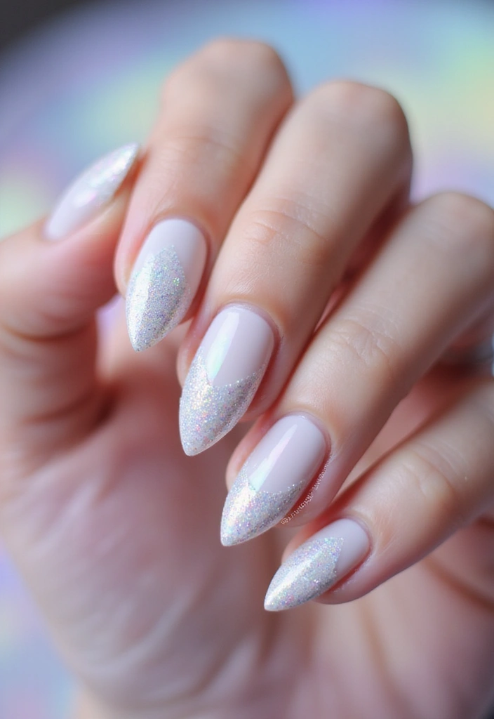 33 Stiletto Milky Fade Designs for Dramatic Nails - 11. Holographic Milky Fade