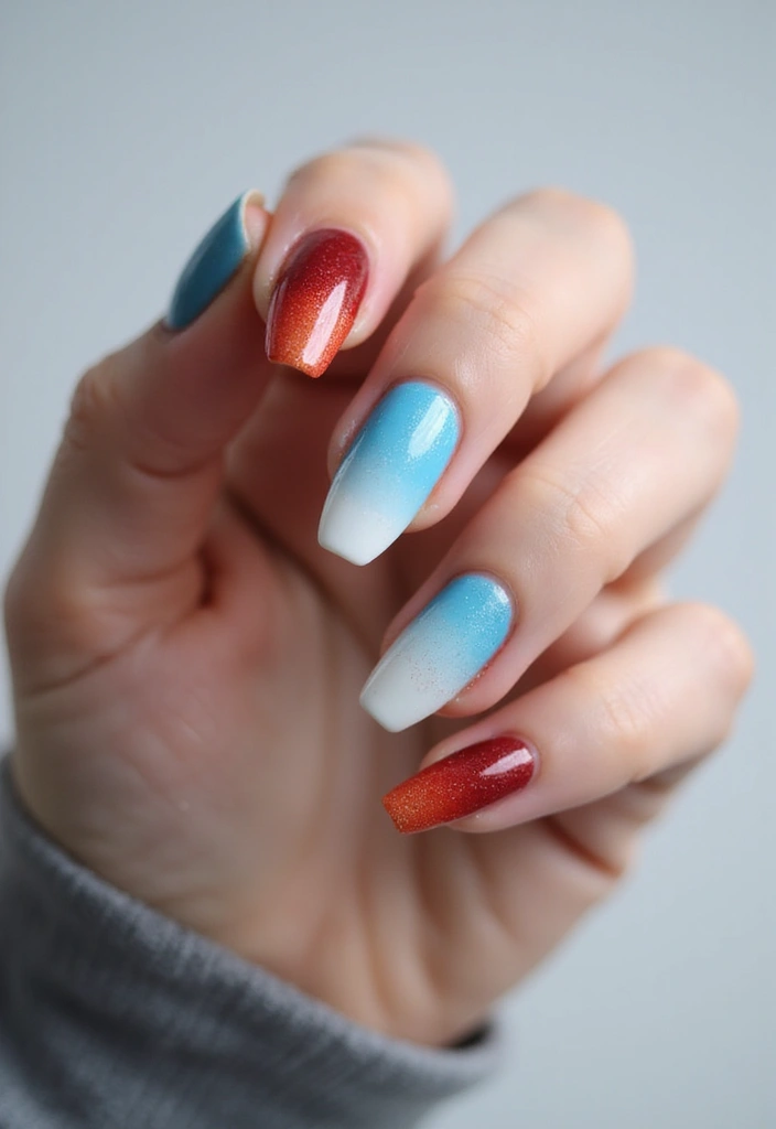 33 Stiletto Milky Fade Designs for Dramatic Nails - 15. Fire and Ice