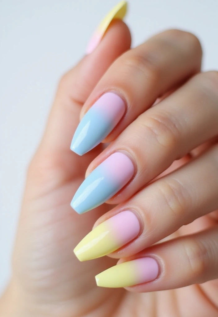 33 Stiletto Milky Fade Designs for Dramatic Nails - 2. Pastel Rainbow Fade