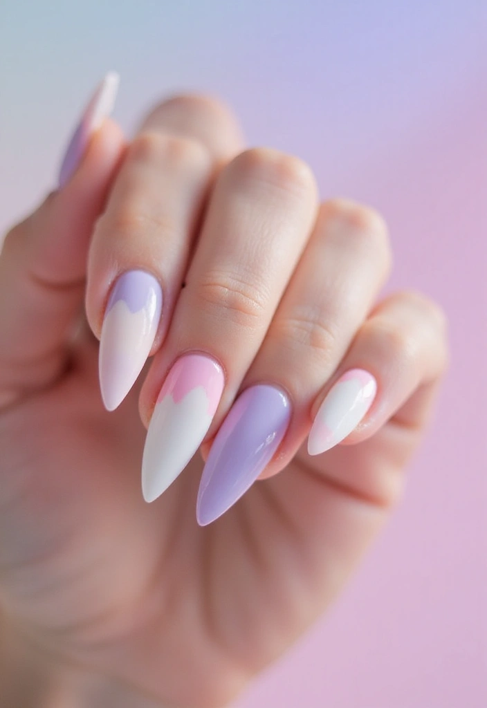 33 Stiletto Milky Fade Designs for Dramatic Nails - 25. Sweet Candy