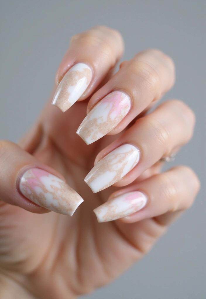 33 Stiletto Milky Fade Designs for Dramatic Nails - 9. Marble Milky Fade