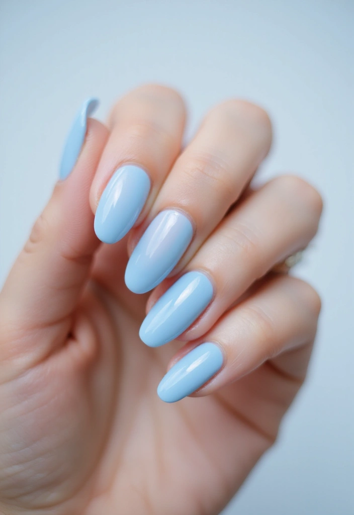 34 Ballerina Blue Chrome Nail Designs You’ll Love - 1. Soft Baby Blue Ombre