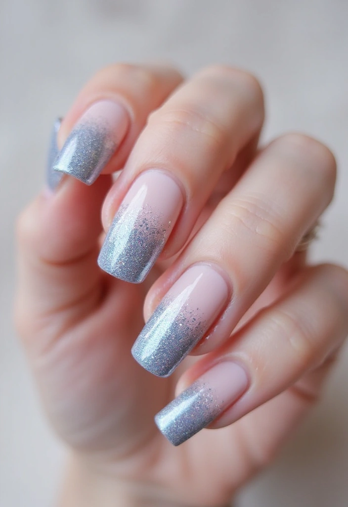 34 Ballerina Blue Chrome Nail Designs You’ll Love - 13. Ballerina Inspired Glitter Fade