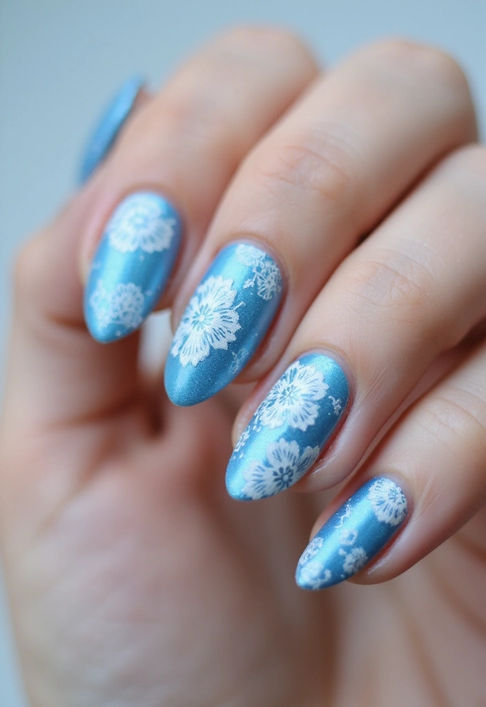 34 Ballerina Blue Chrome Nail Designs You’ll Love - 15. Blue Lace Patterns