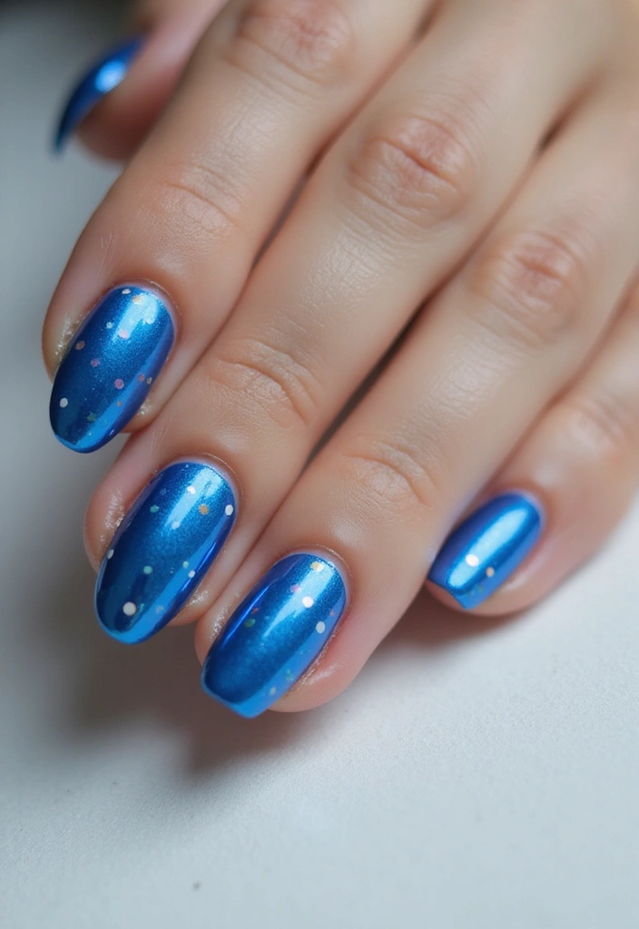 34 Ballerina Blue Chrome Nail Designs You’ll Love - 18. Simple Blue Dots