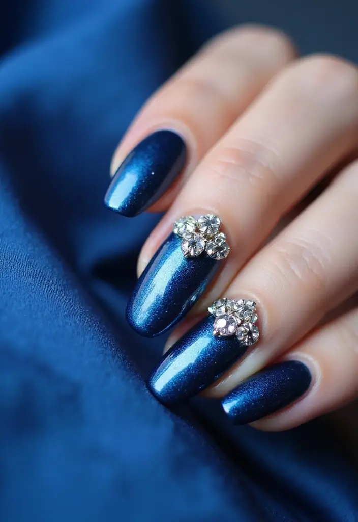 34 Ballerina Blue Chrome Nail Designs You’ll Love - 20. Crown Jewel Blue