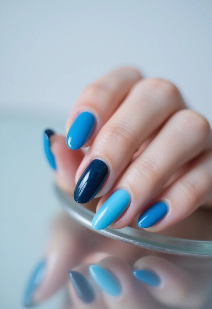 34 Ballerina Blue Chrome Nail Designs You’ll Love - 21. Color Block Blue